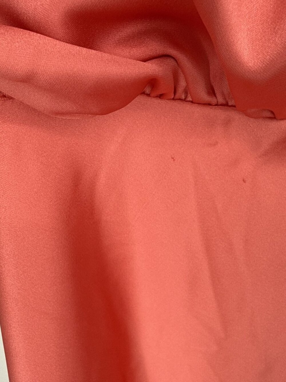 ASOS DESIGN Curve Size US 16 Coral wrap front batwing sleeve satin midi dress - Picture 9 of 16